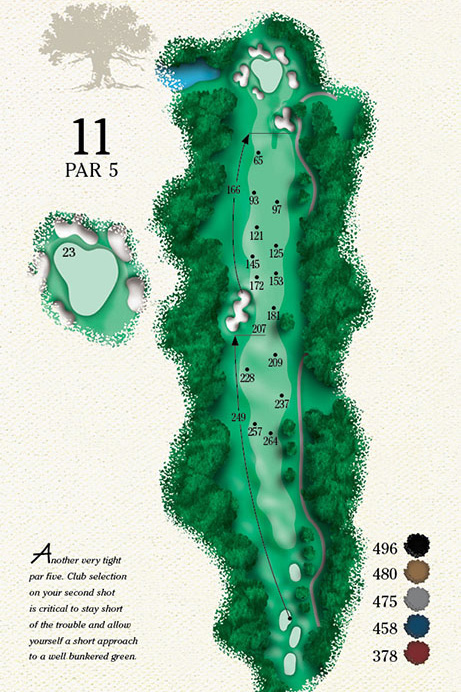 Map of Hole 11 of Cougar Point Golf Course