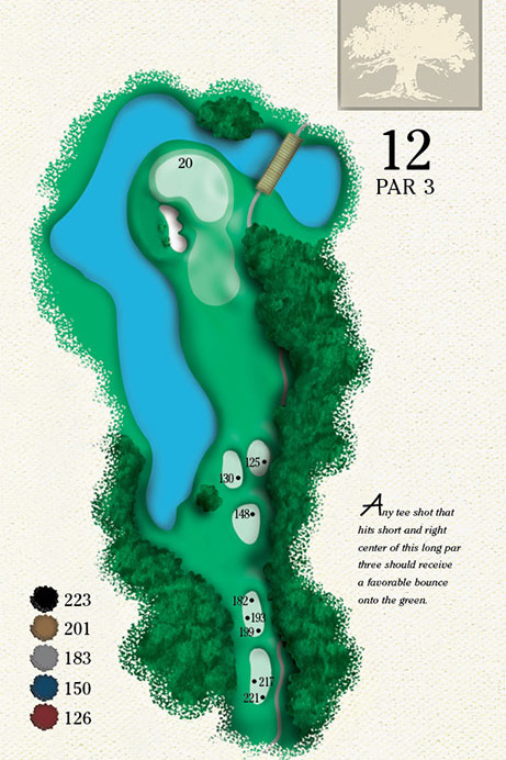 Map of Hole 12 of Cougar Point Golf Course