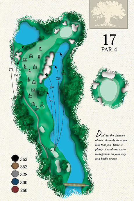 Map of Hole 17 of Cougar Point Golf Course