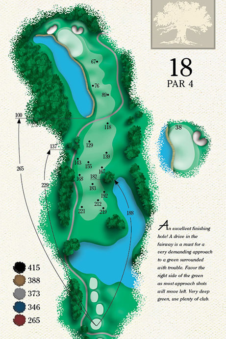 Map of Hole 18 of Cougar Point Golf Course