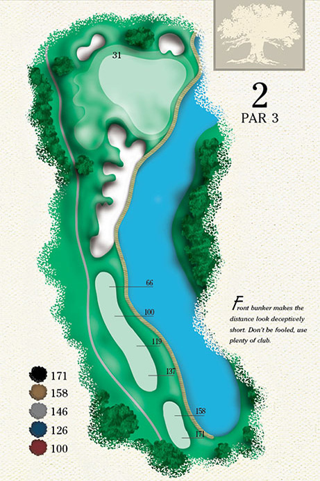 Map of Hole 2 of Cougar Point Golf Course