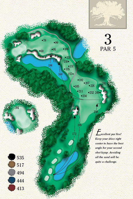 Map of Hole 3 of Cougar Point Golf Course