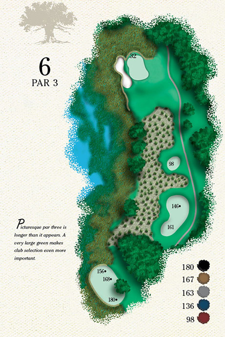 Map of Hole 6 of Cougar Point Golf Course
