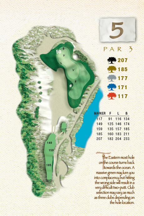 Map of Hole 5 of The Ocean Course
