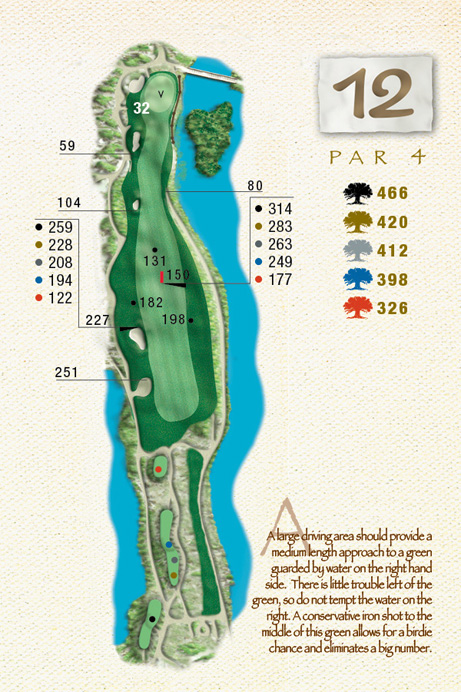 Map of Hole 12 of The Ocean Course
