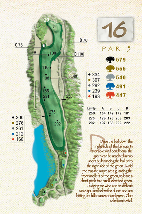 Map of Hole 16 of The Ocean Course