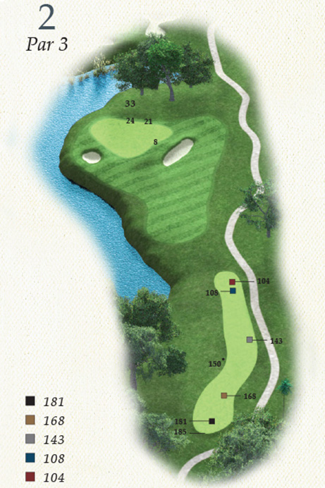 Map of Hole 2 of Oak Point Golf Course