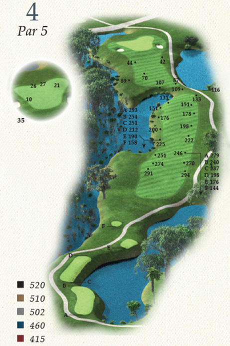 Map of Hole 4 of Oak Point Golf Course