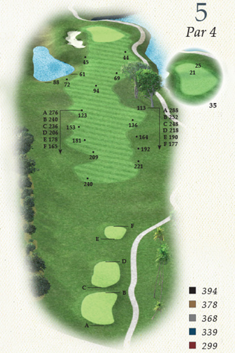 Map of Hole 5 of Oak Point Golf Course