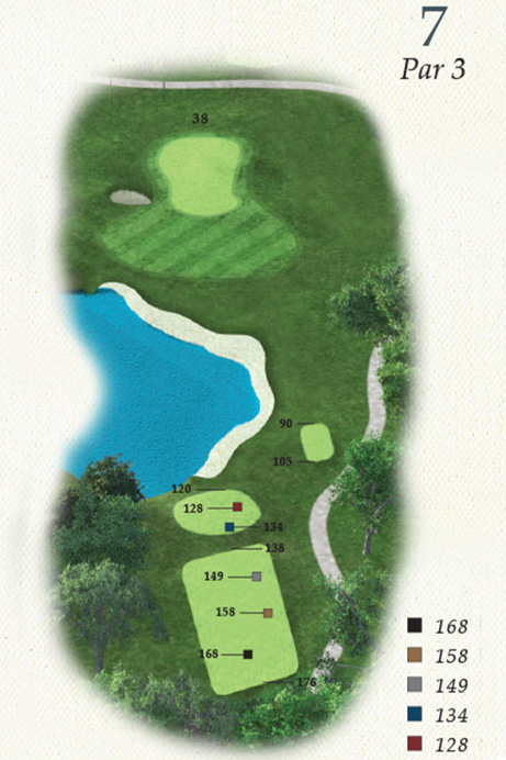 Map of Hole 7 of Oak Point Golf Course