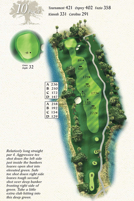 Map of Hole 10 of Osprey Point Golf Course