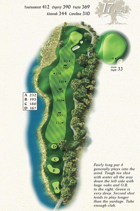 Map of Hole 17 of Osprey Point Golf Course