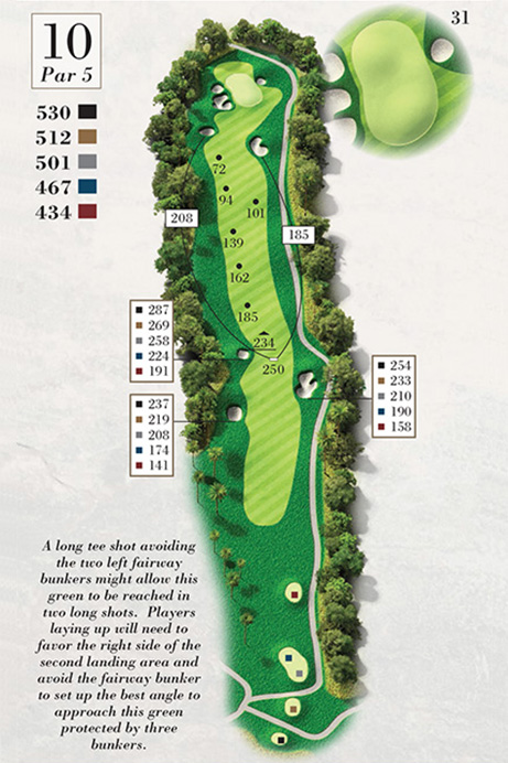 Map of Hole 10 of Turtle Point Golf Course