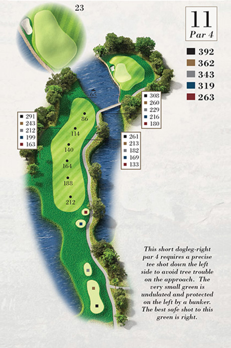 Map of Hole 11 of Turtle Point Golf Course