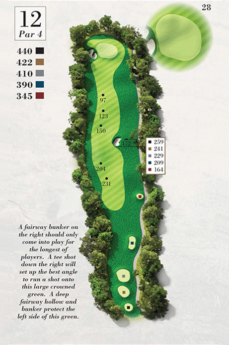 Map of Hole 12 of Turtle Point Golf Course