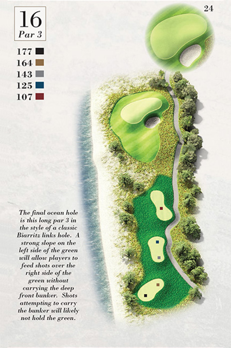 Map of Hole 16 of Turtle Point Golf Course