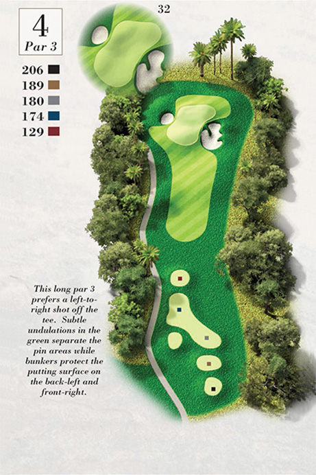 Map of Hole 4 of Turtle Point Golf Course