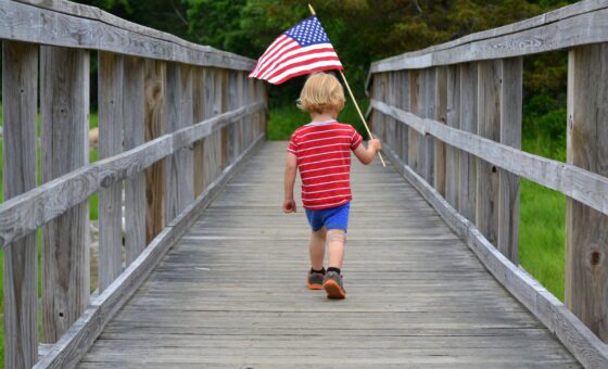 Boy with American flag