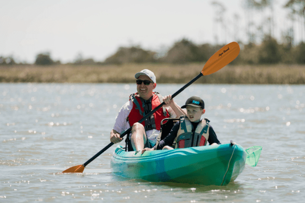 Father and Son Family Kayaking