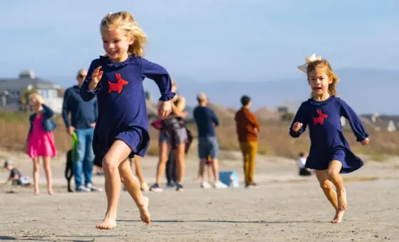 two young girls running