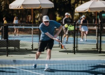 Man playing pickleball