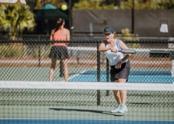 Woman playing pickleball Roy Barth Tennis Center